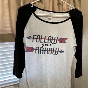 Follow your arrow baseball tee